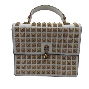 ALDO Luxury Collection White Rhinestone Studded Structured Top Handle Bag *READ*